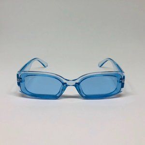 awesome rectangular transparent blue sunglasses